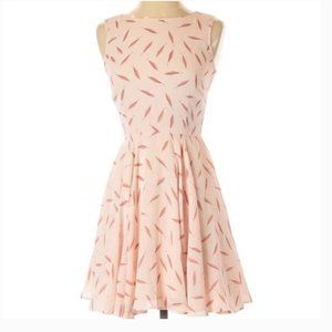 Maison Jules Pink Feather Skater Dress NWOT